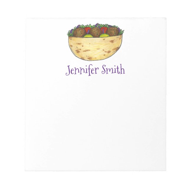 Personalized Falafel Pita Sandwich Foodie Notepad (Front)