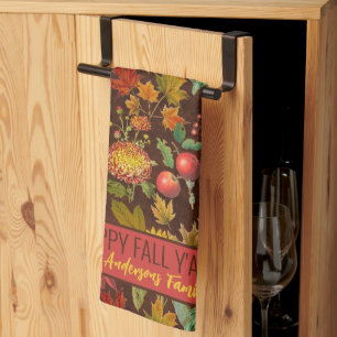 Personalized Fall Autumn Botanical Kitchen Towel