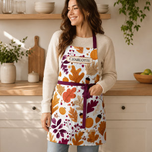 Personalized Fall – Autumn Leaves & Acorns Name Apron
