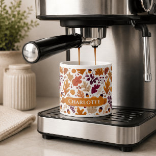 Personalized Fall – Autumn Leaves & Acorns Name Espresso Cup
