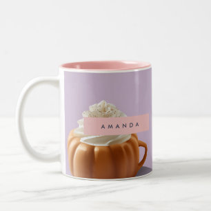 Personalized Fall Autumn Pumpkin Whipped Cream Two-Tone Coffee Mug