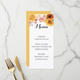 Personalized Fall Blossom Wedding Menu