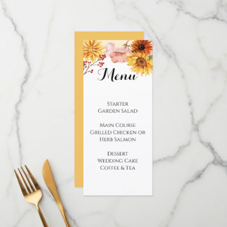 Personalized Fall Blossom Wedding Menu