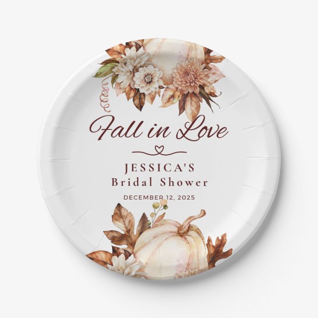 Personalized Fall Bridal Shower Plates (Front)