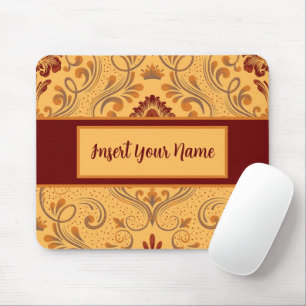 Personalized Fall Brown and Orange Mouse Pad