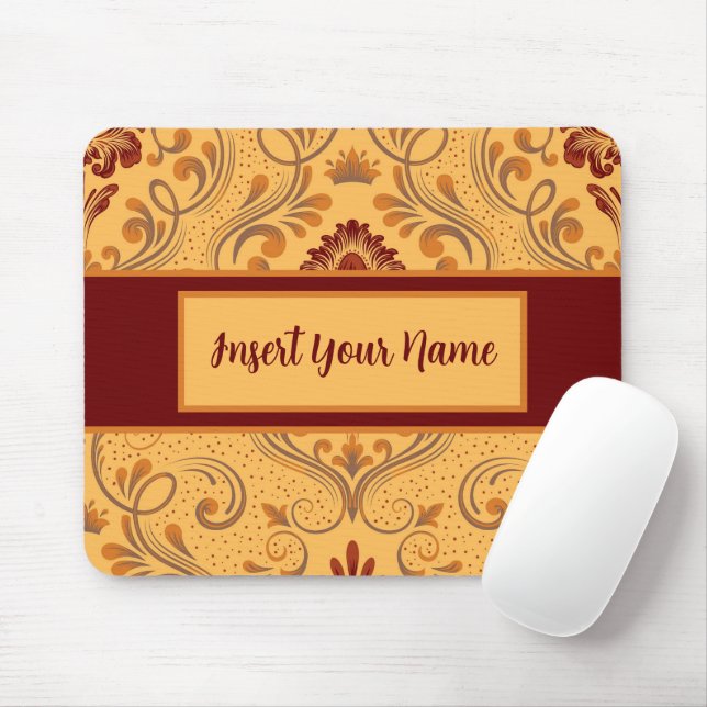 Personalized Fall Brown and Orange Mouse Pad (With Mouse)