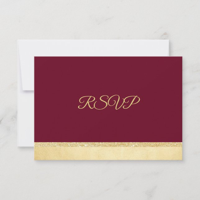 Personalized Fall Burgundy Gold RSVP Wedding (Front)