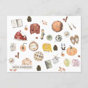 Personalized Fall Cozy October Postcards