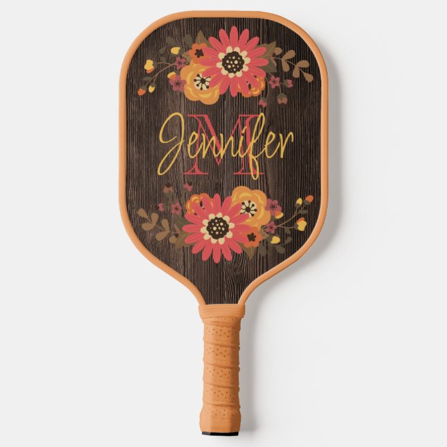 Personalized Fall Floral on Wood Paddle Pro (Back)