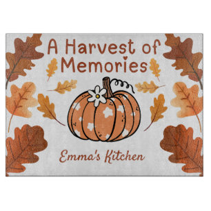 Personalized Fall Glass Cutting Board