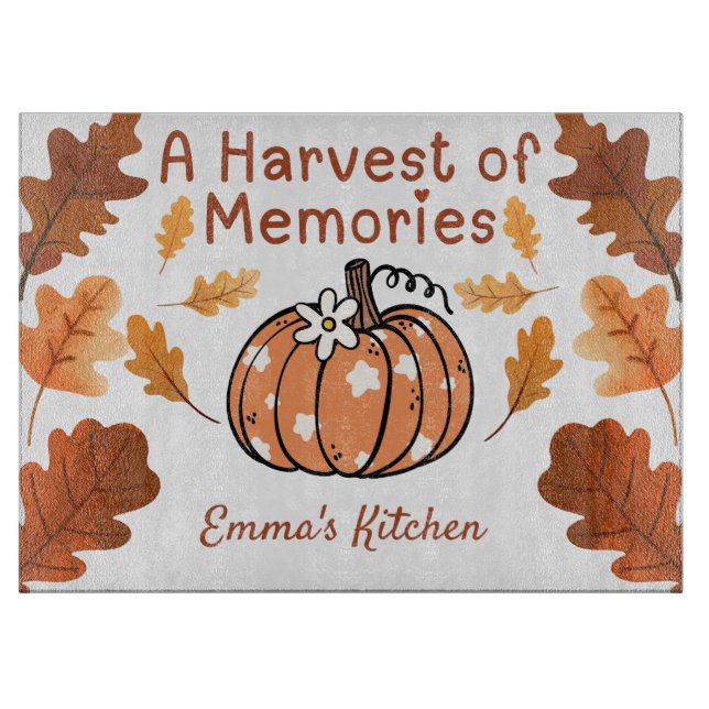 Personalized Fall Glass Cutting Board (Front)