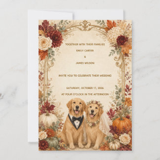 Personalized Fall Golden Retriever Wedding Invitat Invitation