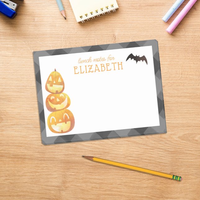 Personalized Fall Happy Pumpkins Kids Lunch Post-it Notes (Creator Uploaded)