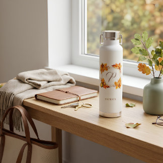 Personalized Fall Harvest Monogram Water Bottle