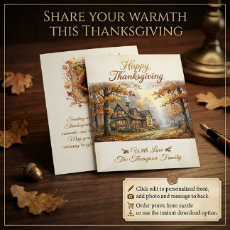 Personalized fall Home and photo Holiday Card