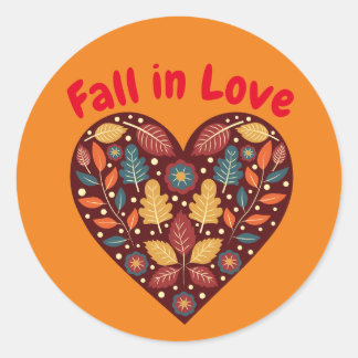 Personalized Fall In Love Autumn Classic Round Sticker