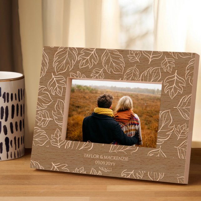 Personalized Fall Leaf Patterned  Etched Frames (Personalized Fall Leaf Patterned Etched Frames by Ricaso. A stunning gift idea. Add your own text)