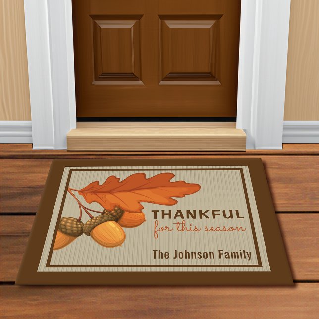 Personalized Fall Leaves Acorns Doormat (Creator Uploaded)