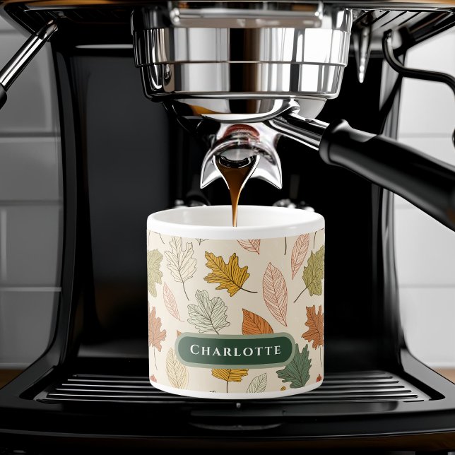 Personalized Fall Leaves – Cozy Autumn Custom Name Espresso Cup (Creator Uploaded)