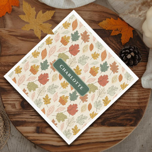 Personalized Fall Leaves – Cozy Autumn Party Napkin
