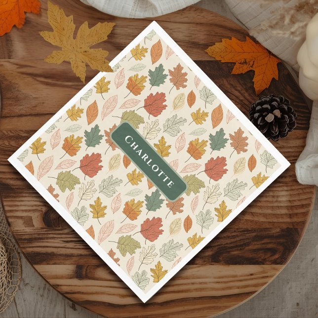 Personalized Fall Leaves – Cozy Autumn Party  Napkin (Creator Uploaded)