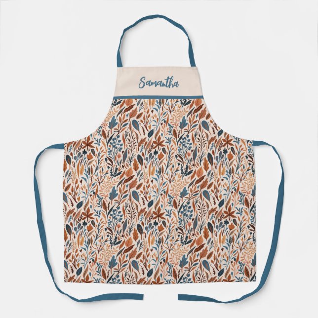 Personalized Fall Leaves Kitchen Apron (Front)