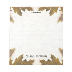 Personalized Fall Leaves Tree Bark Notepad