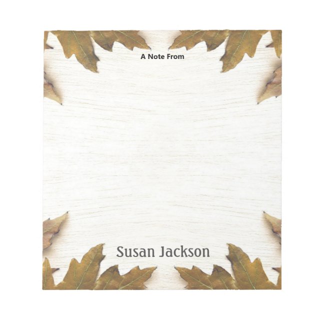 Personalized Fall Leaves Tree Bark Notepad (Front)