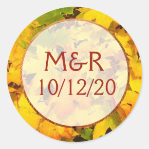 Personalized Fall Leaves Wedding Stickers