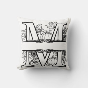 Personalized Fall Monogram "M" Throw Pillow