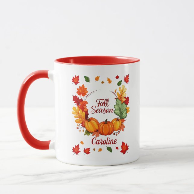 Personalized Fall Mug, Pumpkin Season Autumn Mug (Left)
