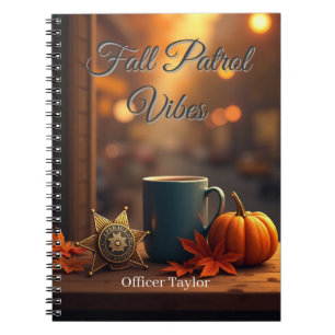 Personalized Fall Patrol Vibes Autumn Police Notebook