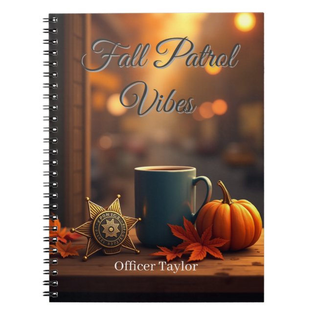Personalized Fall Patrol Vibes Autumn Police  Notebook (Front)