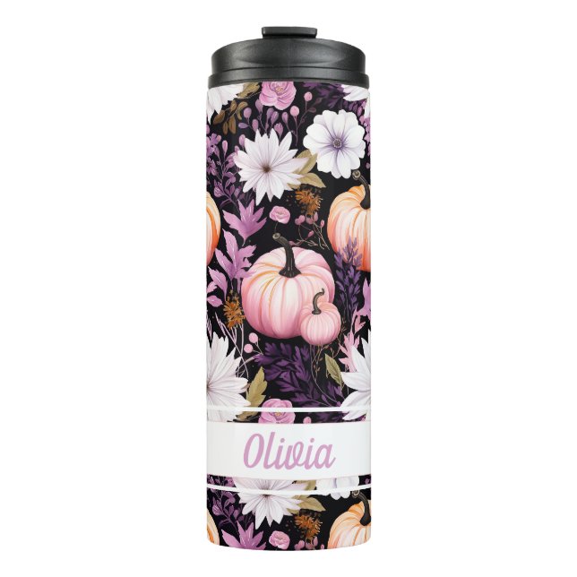 Personalized Fall Pattern Thermal Tumbler (Front)