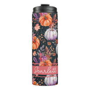 Personalized Fall Pattern Thermal Tumbler