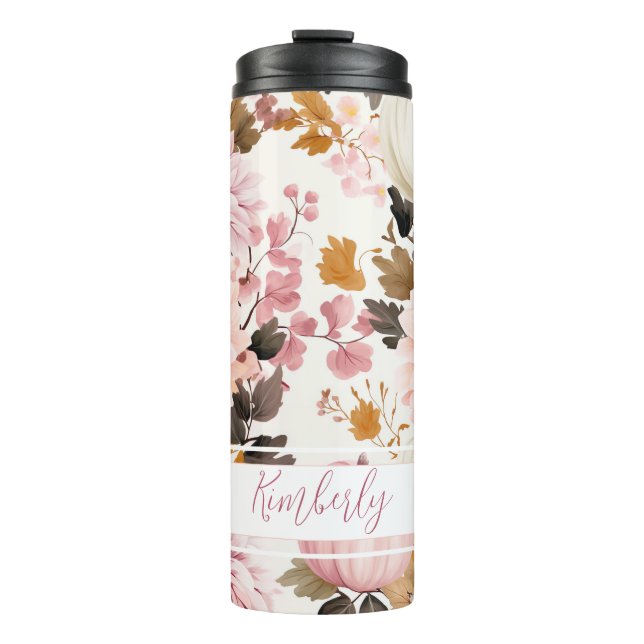Personalized Fall Pattern Thermal Tumbler (Front)