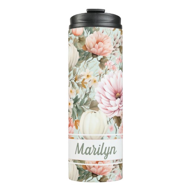 Personalized Fall Pattern Thermal Tumbler (Front)