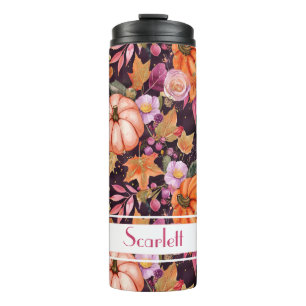 Personalized Fall Pattern Thermal Tumbler