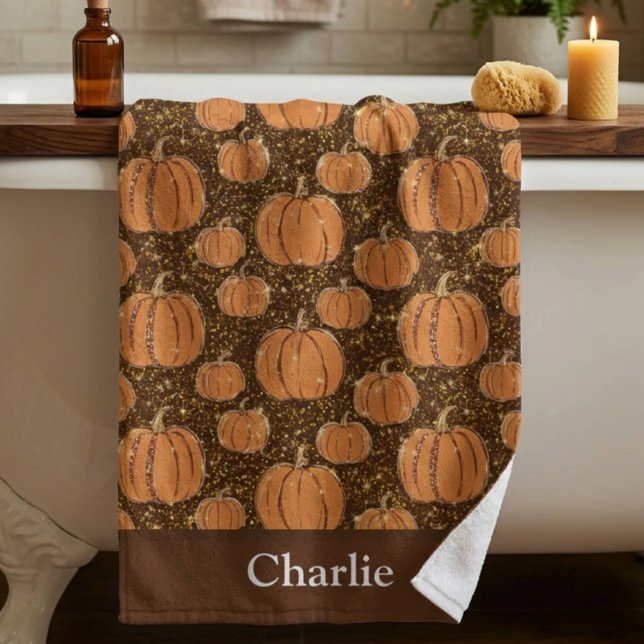 Personalized Fall Pumpkin Bath Towel (Creator Uploaded)