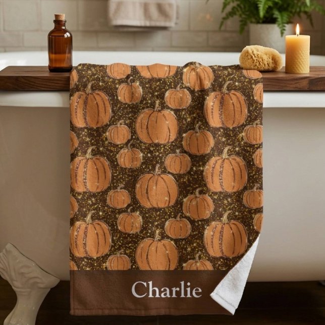 Personalized Fall Pumpkin Beach Towel (Creator Uploaded)