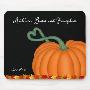 Personalized Fall Pumpkin Leaves Mouse Pad