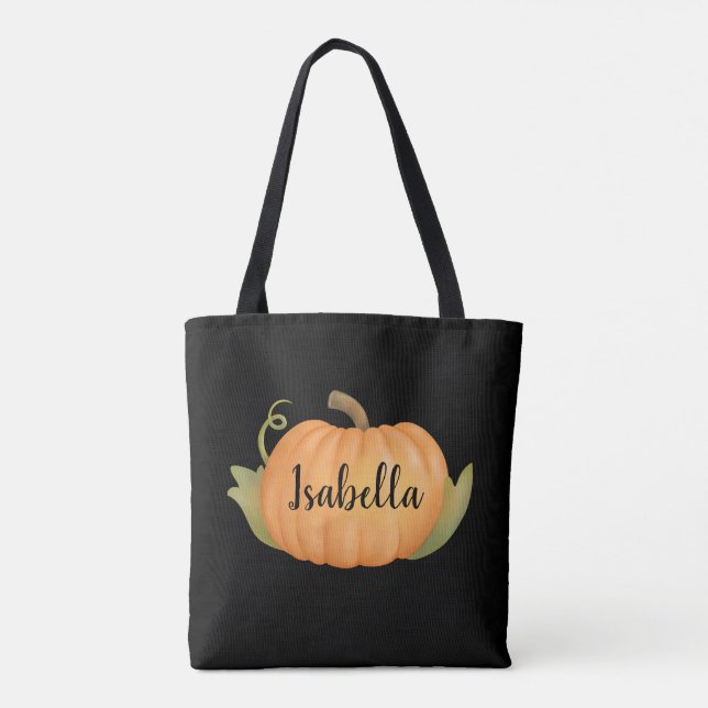Personalized Fall Pumpkin Tote Bag (Back)