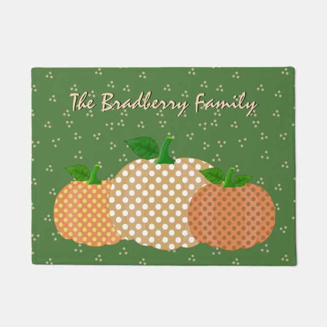 Personalized Fall Pumpkins Door Mat (Front)