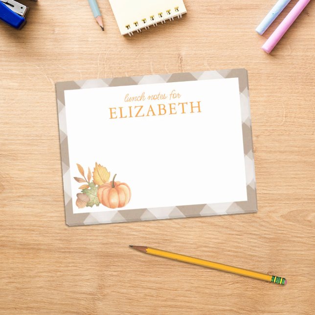 Personalized Fall Pumpkins Kids Lunch Post-it Notes (Creator Uploaded)