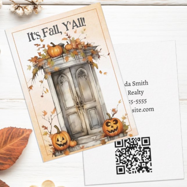 Personalized Fall Real Estate Pop By Card (It's Fall Y'all personalized pop by notecard for Real Estate.)
