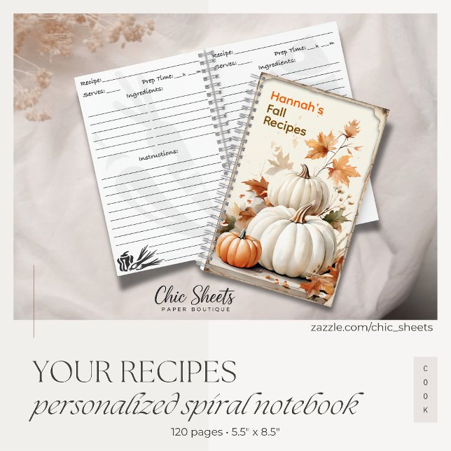 Personalized Fall Recipes Spiral Notebook (Creator Uploaded)