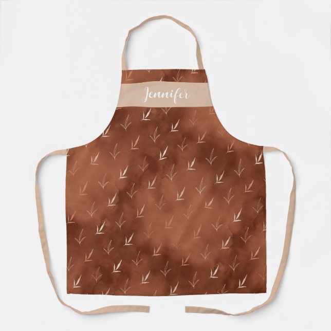 Personalized Fall Smock of Brown Wheat Bread Baker Apron (Front)