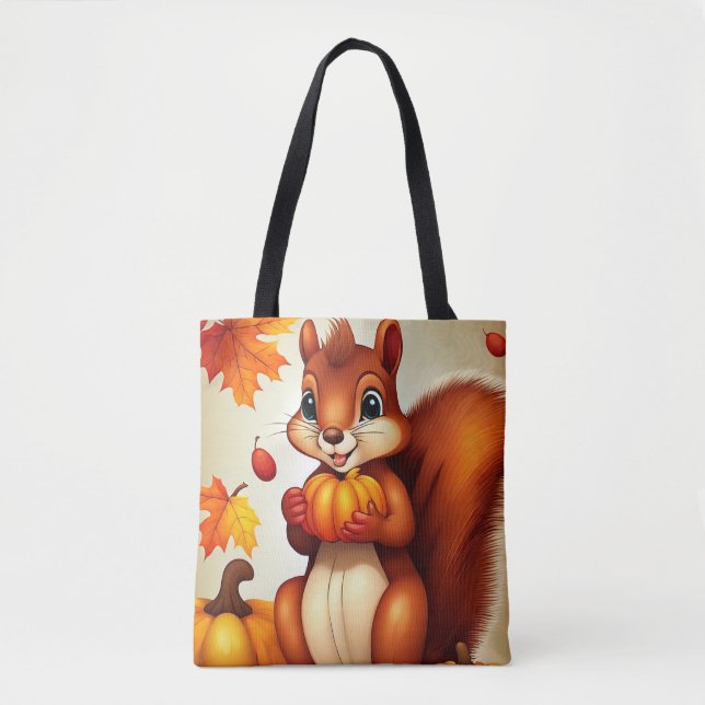 Personalized Fall Squirrel Tote Bag (Devant)