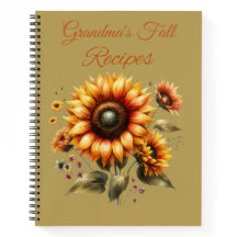Personalized Fall Sunflower Recipe Book