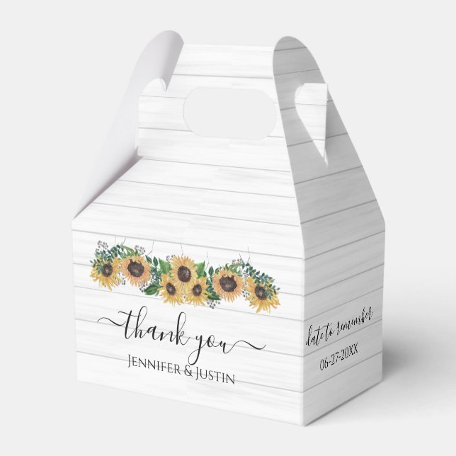 Personalized Fall Sunflower Wedding  Favor Box (Front Side)